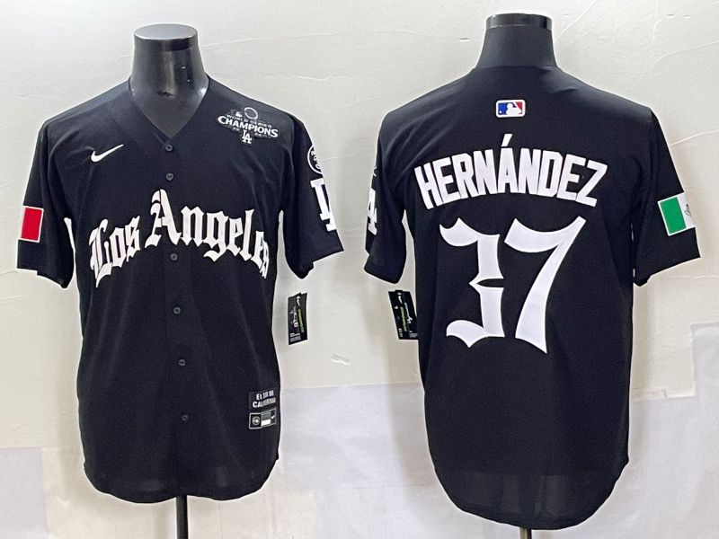 Men 2025 Los Angeles Dodgers #37 Hernandez Black Five generations Joint Name Nike MLB Jersey style 6238->los angeles dodgers->MLB Jersey